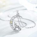 wholesale 925 Sterling Silver Yellow Crystal Wolf Moon Necklace Gift for Her-0-3