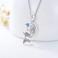 wholesale 925 Sterling Silver Mermaid Moon Heart Blue Crystal Pendant Necklace s for Women Girls-0-4