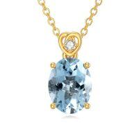 wholesale 14k Gold Amethyst Pendant Necklace-created aquamarine