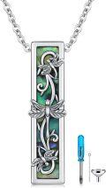 wholesale 925 Sterling Silver Abalone Shell Dragonfly Memorial Keepsake Urn Pendant Necklace for Ashes with Funnel and Fill Tool-0-0