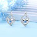wholesale 925 Sterling Silver Koala Heart Stud Earrings with Blue Crystal and Love Design-0-1