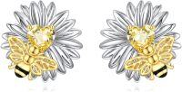 wholesale 925 Sterling Silver Honeybee Daisy Flower Stud Earrings for Women-bee earrings
