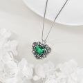 wholesale 925 Sterling Silver Green Heart-Shaped Peridot & Cubic Zirconia Pendant Necklace for Women-0-1