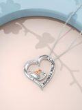 wholesale 925 Sterling Silver Dinosaur Heart-Shaped Pendant Necklace with I Love You Forever Inscription for Women-0-4