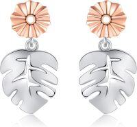 wholesale 925 Sterling Silver Monstera Leaf & Flower Drop Earrings for Women Girls-Palm Leaf