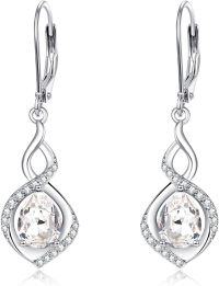 wholesale 925 Sterling Silver Infinity Birthstone Dangle Earrings for Women-04 Apr