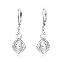 wholesale 925 Sterling Silver Infinity Birthstone Dangle Earrings for Women-04 Apr