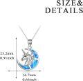 wholesale 925 Sterling Silver Blue Fire Opal Crescent Moon & Unicorn Head Pendant Necklace for Women-0-3
