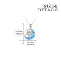 wholesale 925 Sterling Silver Blue Fire Opal Crescent Moon & Unicorn Head Pendant Necklace for Women-0-3