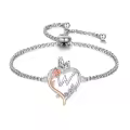 TOUPOP Sterling Silver & Rose Heart W Letter Butterfly Link Bracelet Gift-0-0