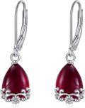 wholesale 925 Sterling Silver Garnet Drop Earrings with Floral Accents-0-0