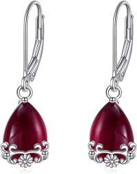 wholesale 925 Sterling Silver Garnet Drop Earrings with Floral Accents-Garnet Filigree