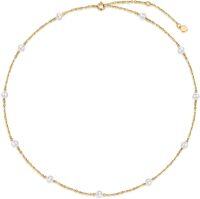 wholesale 14K Gold Freshwater Pearl Station Chain Adjustable Length Necklaces for Women (16-18 inches)-3mm Pearl