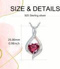 wholesale White Gold Plated Silver & Moissanite 1.5cttw Infinity Heart Birthstone Necklace with July Gemstone, Adjustable Chain, Gift Box-0-3