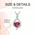 wholesale White Gold Plated Silver & Moissanite 1.5cttw Infinity Heart Birthstone Necklace with July Gemstone, Adjustable Chain, Gift Box-0-3