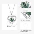 wholesale 925 Sterling Silver Heart Pendant Necklace With Green Stone And 'i Love You To The Moon And Back' Engraving-0-4