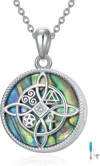 wholesale 925 Sterling Silver Abalone Shell Celtic Knot Pendant Necklace with Cubic Zirconia Accents and Ankh Symbol - 18 Chain-Coin-Witches Knot