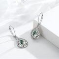 wholesale 925 Sterling Silver Green Moss Agate Teardrop Leverback Earrings-0-1
