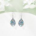 wholesale 925 Sterling Silver Abalone Shell & Moonstone Tree of Life Drop Earrings-0-3