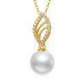 TOUPOP 14k Gold Pearl Necklace with Bow Heart Dolphin Pendant-0-0
