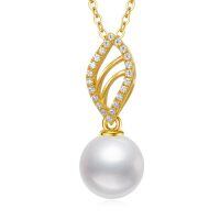 TOUPOP 14k Gold Pearl Necklace with Bow Heart Dolphin Pendant-undefined