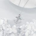 wholesale 925 Sterling Silver Tree of Life Anchor Pendant Necklace with Blue Crystal Accents and Chain for Women's Nautical Sailor Jewelry-0-4