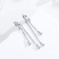 wholesale 925 Sterling Silver Butterfly Pendant Drop Earrings with Cubic Zirconia and Chain Accents-0-3