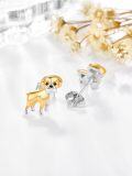 wholesale 925 Sterling Silver Gold Plated Puppy Stud Earrings for Women Dog Lover Gift-0-1