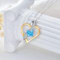 wholesale 14K White Gold CZ Blue Butterfly Heart Pendant Necklace for Women-0-2