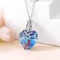 TOUPOP Sterling Silver Blue Crystal Cardinal Urn Necklace For Ashes Memorial Pendant-0-4
