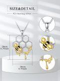 wholesale 925 Sterling Silver Honeycomb Bee Pendant Necklace-0-1