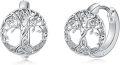 wholesale 925 Sterling Silver Tree of Life Celtic Knot Huggie Hoops - Triquetra Design  for Her-0-0