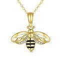 wholesale 925 Sterling Silver Bee Pendant Necklace With Black Accents And Clear Stones-0-0
