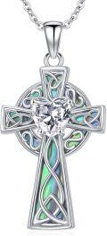 wholesale 925 Sterling Silver Celtic Knot Cross Pendant with Abalone Shell Inlay s for Women and Men-0-0