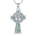 wholesale 925 Sterling Silver Celtic Knot Cross Pendant with Abalone Shell Inlay s for Women and Men-0-0