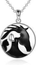 wholesale 925 Sterling Silver Yin Yang Horse Head Pendant Necklace for Women Girls s-0-0