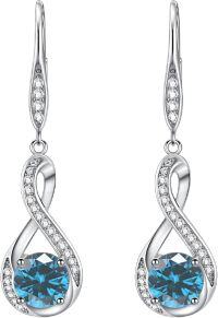 wholesale Sterling Silver Birthstone Infinity Dangle Earrings for Women Luxury Packaged-12-December