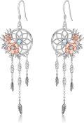 wholesale Sterling Silver Synthetic Moonstone Dream Catcher Dangle Earrings for Women Wife Mom Girls Birthday Gifts-0-20