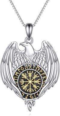 wholesale 925 Sterling Silver Oxidized Vegvisir Norse Compass Viking Eagle Pendant Necklace  for Women-eagle necklace
