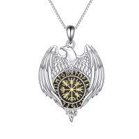 wholesale 925 Sterling Silver Viking Eagle Vegvisir Compass Necklace-eagle necklace