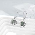 wholesale 925 Sterling Silver Green Agate Leverback Dangle Drop Filigree Earrings for Women-0-1