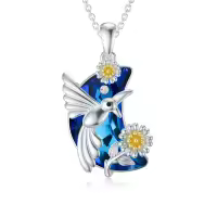 TOUPOP Sterling Silver Heart Crystal Hummingbird Urn Necklace For Ashes-undefined