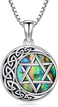 wholesale 925 Sterling Silver Abalone Shell Star of David Pendant Necklace for Women-A-Star of David