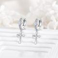 wholesale 925 Sterling Silver Celtic Knot Cross Dangle Huggie Hoop Earrings for Men & Women-0-2