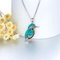 wholesale 925 Sterling Silver Turquoise and Amber Bird Pendant Necklace - Bohemian Western Style Jewelry for Women Gifts-0-5