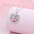 wholesale TOUPOP Irish Celtic Tree Of Life Necklace Sterling Silver Pink Tourmaline October Birthstone Pendant Necklace Heart Tree Jewelry Birthday Christmas Gifts For Women Wife Girlfriend -0-4