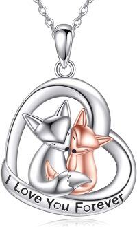 wholesale 925 Sterling Silver Fox Love Forever Pendant Necklace-Fox