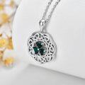 wholesale 925 Sterling Silver Heart-Shaped Emerald Shamrock Pendant Necklace for Women - Celtic Knot Design Irish  Set 43cm Chain Length-0-2