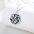 wholesale 925 Sterling Silver Rainbow Abalone Shell 7 Chakra Yin Yang Lotus Pendant Necklace-0-4