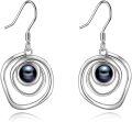 wholesale 925 Sterling Silver Round Shape Stone and Pearl Drop Dangle Earrings-0-1